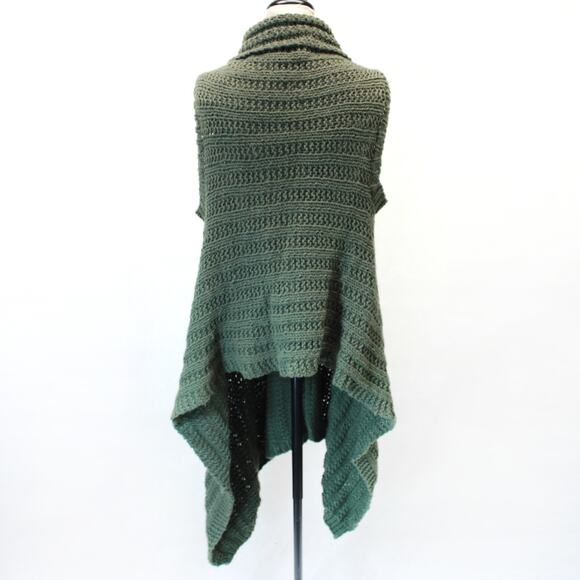 Crochet Knit Vest Sweater Cardigan Open Front Green One Size Cozy Grandmacore - Picture 6 of 8